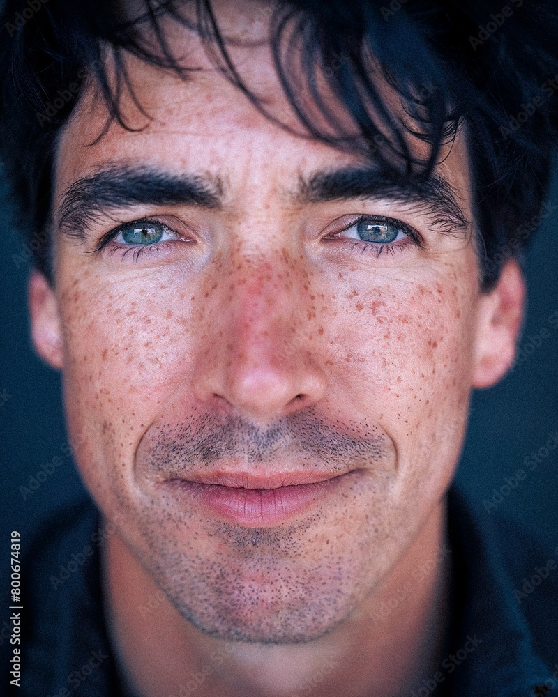 Obraz premium Close-Up Smiling Detailed Late 30s Early 40s Dark-Haired Man