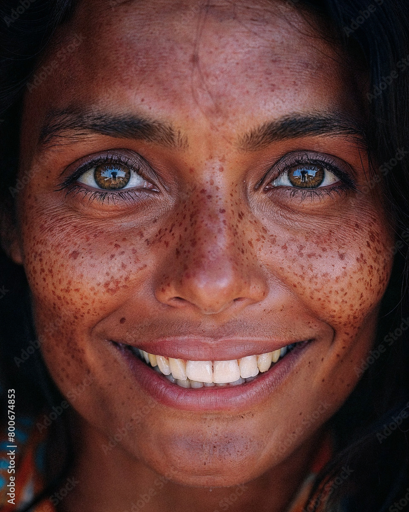 Close-Up Smiling Detailed Late 30s Early 40s Brown-Skinned Indian or Latin Woman Close-Up Smiling Detailed Late 30s Early 40s Brown-Skinned Indian or Latin Woman