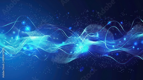 blue background with sound waves and lighting striking