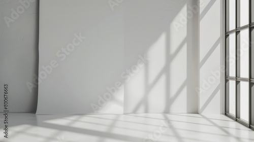 Shadow overlay effect background  light and shadow outside the window. Shadow overlay effect and model of natural lightning inside the room