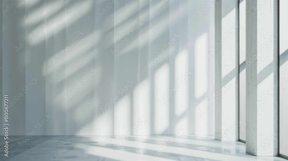 Fototapeta premium Shadow overlay effect background, light and shadow outside the window. Shadow overlay effect and model of natural lightning inside the room