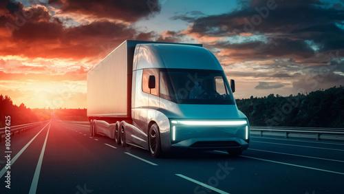 Concept design of a futuristic electric  trucks on the highway  future sustainable logistics  concepts