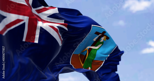 Foto Close-up of Montserrat flag waving in the wind on a clear day