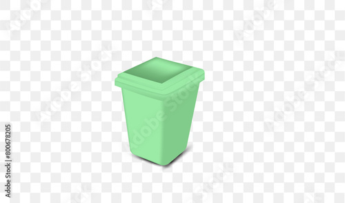3d Vector Green Trash bin or basket in transparent background ,Eps 10 Vector.
