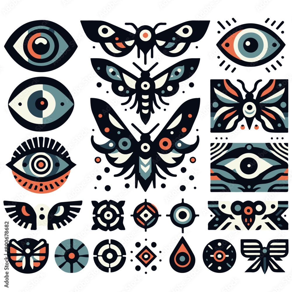 Fototapeta premium Mystical Symbols Vector Design Elements: Unlock Creative Power with Enigmatic Graphics