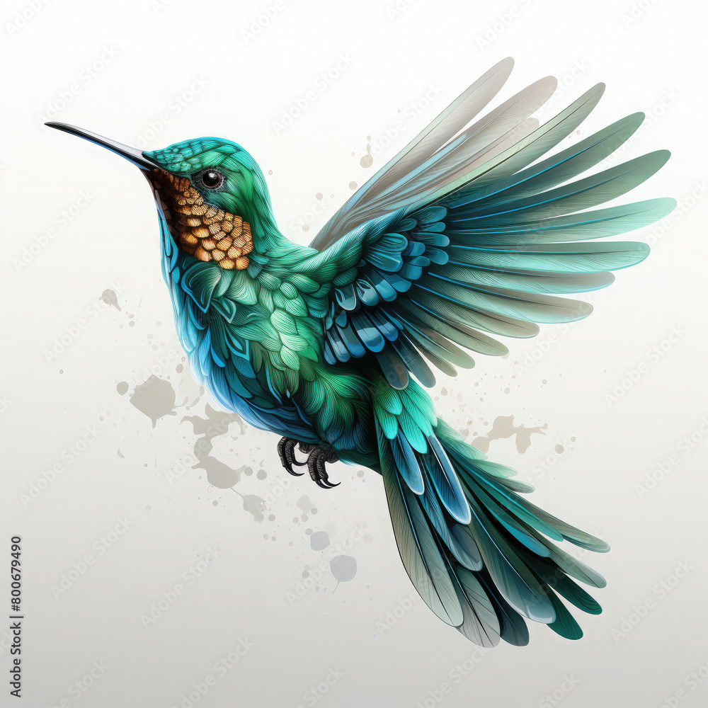 Obraz premium Watercolor Hummingbird vector, clipart Illustration, Generative Ai