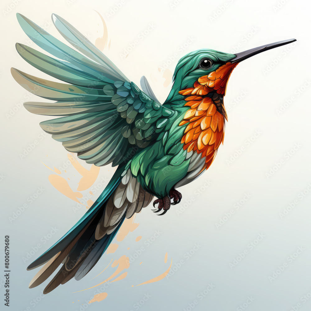 Obraz premium Watercolor Hummingbird vector, clipart Illustration, Generative Ai