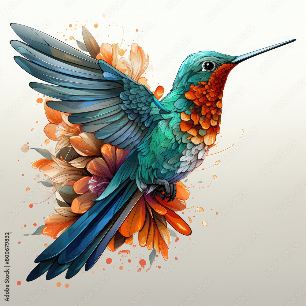Obraz premium Watercolor Hummingbird vector, clipart Illustration, Generative Ai