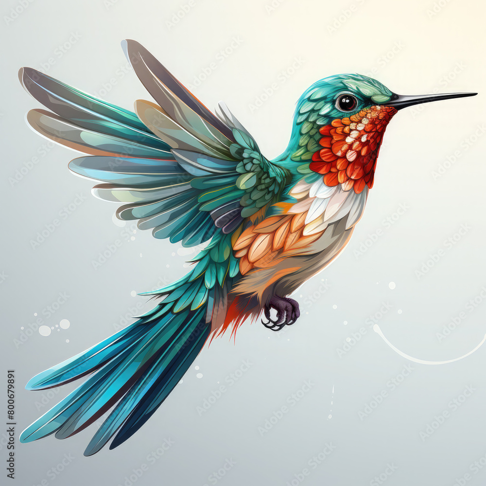 Obraz premium Watercolor Hummingbird vector, clipart Illustration, Generative Ai