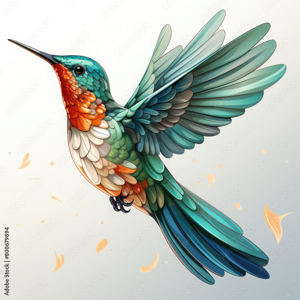 Obraz premium Watercolor Hummingbird vector, clipart Illustration, Generative Ai
