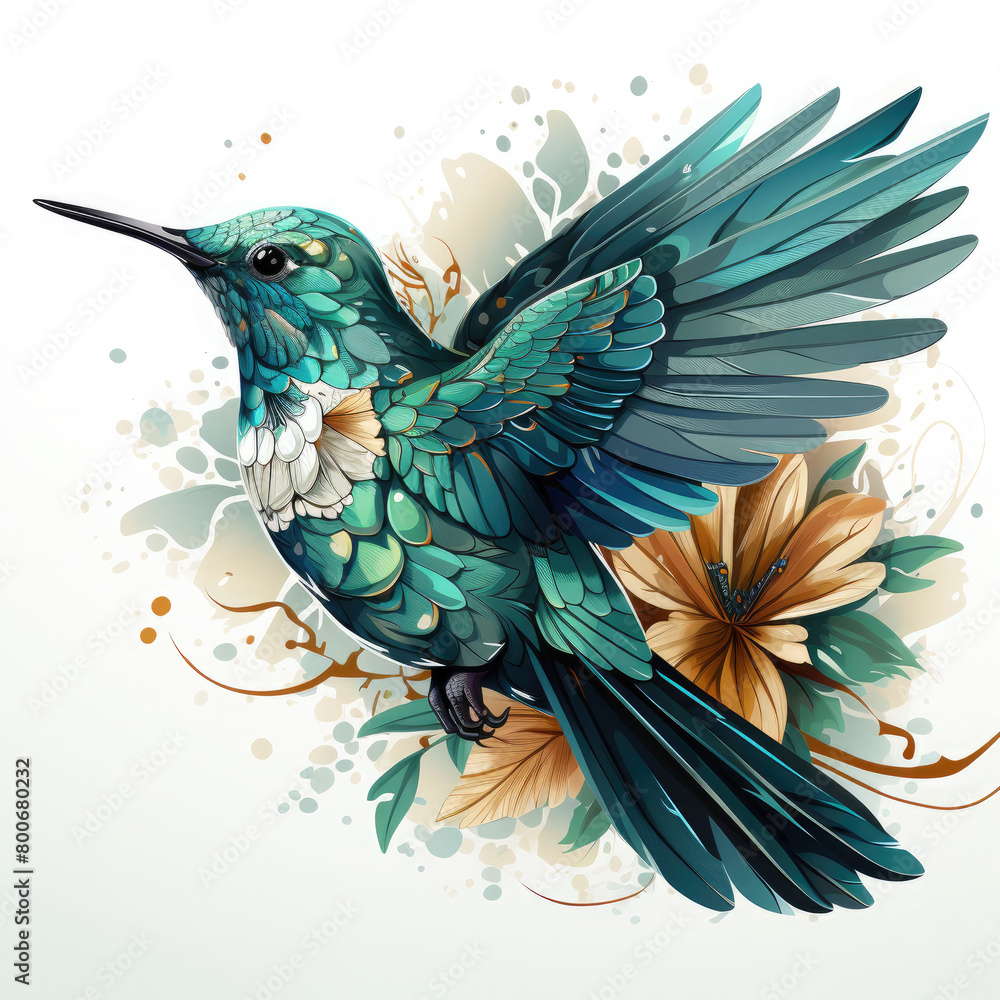 Obraz premium Watercolor Hummingbird vector, clipart Illustration, Generative Ai