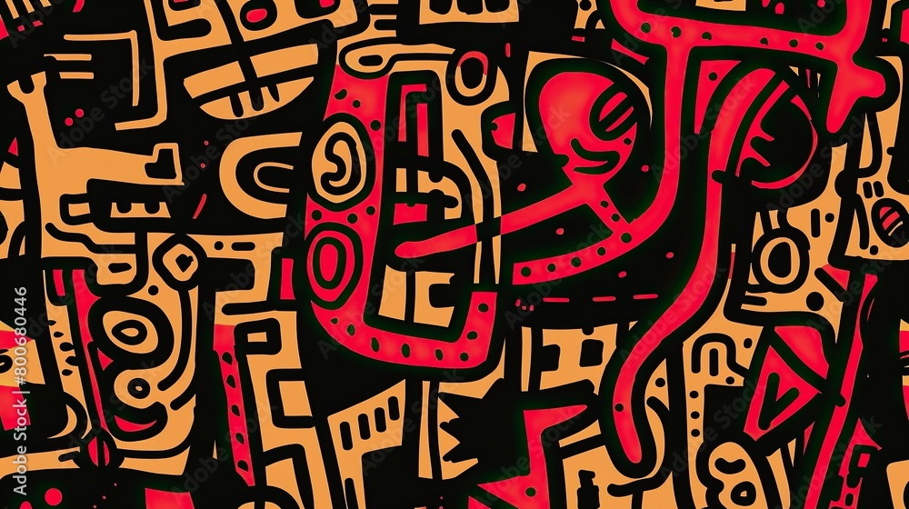 mr doodle inspired phone Wallpaper, red gold And black accents