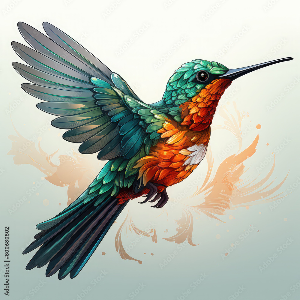 Watercolor Hummingbird vector, clipart Illustration, Generative Ai