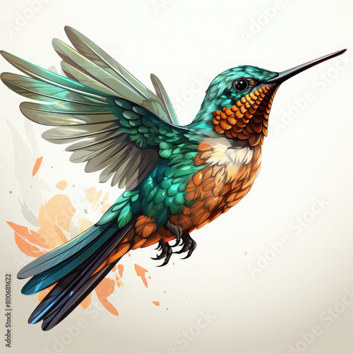 Watercolor Hummingbird vector, clipart Illustration, Generative Ai