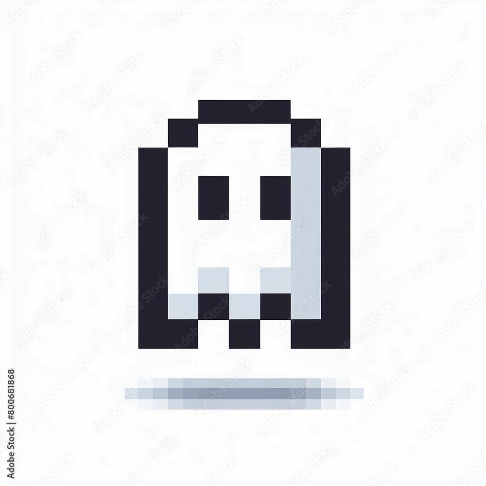 Simple black pixel sheet ghost srt icon. Simple black pixel sheet ghost srt icon.