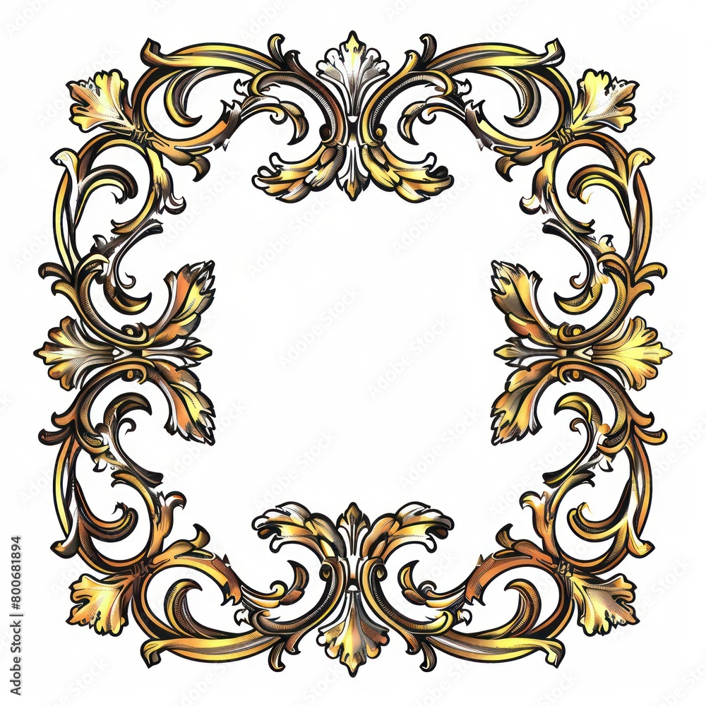 golden frame frame traditional tattoo style on white background golden frame frame traditional tattoo style on white background
