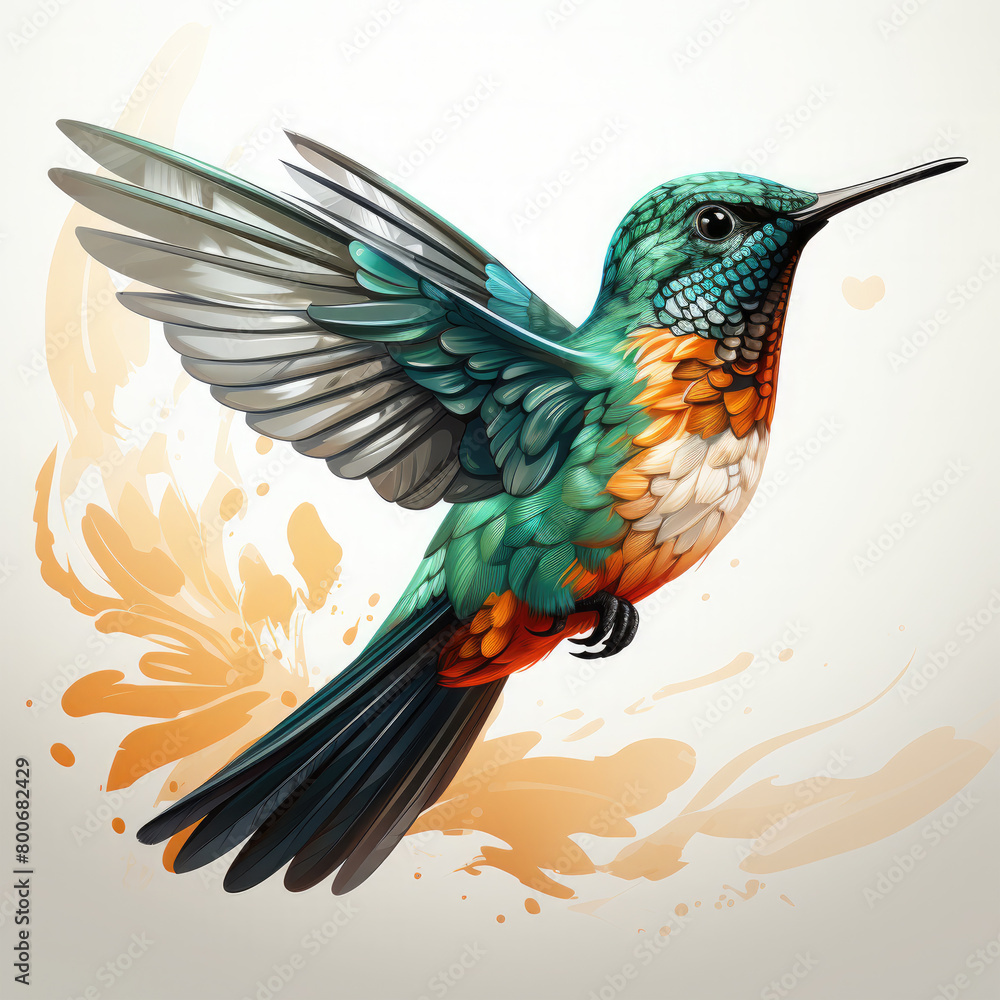 Obraz premium Watercolor Hummingbird vector, clipart Illustration, Generative Ai