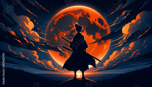 Cool 2d illustration of a modern ninja
