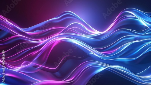 vibrant neon purple and blue wave abstract art
