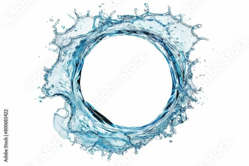 abstract water splash in circular shape isolated on white background high speed photography