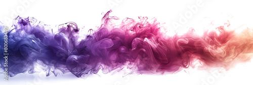 Purple and pink watercolor blend abstraction on transparent background.