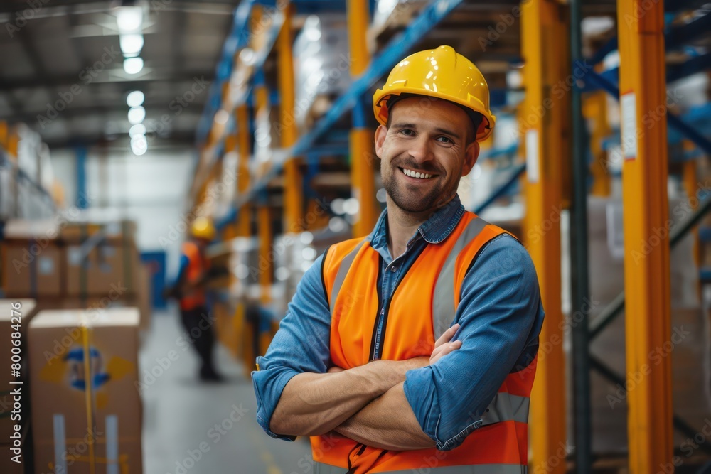 modern clean warehouse workers, efficient workflow in warehouse, streamlined operation space modern clean warehouse workers, efficient workflow in warehouse, streamlined operation space