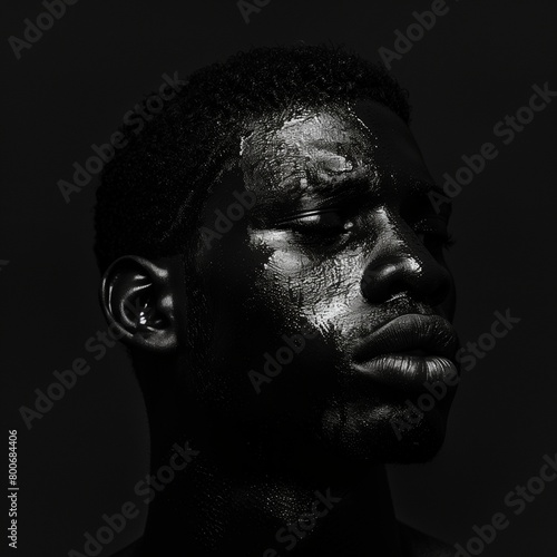 black man standing with eyes closed