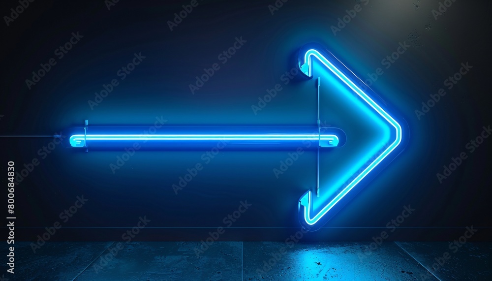 a blue neon arrow sign on a black background a blue neon arrow sign on a black background