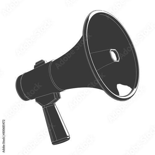 Silhouette Megaphone announcement black color only 