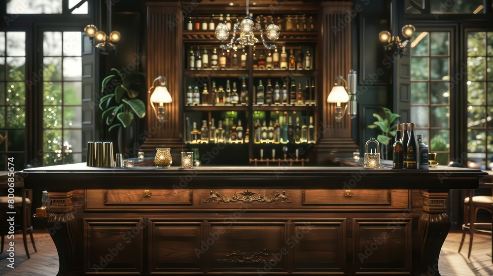 mahogany bar design in a sleek wooden elegance and refined ambiance