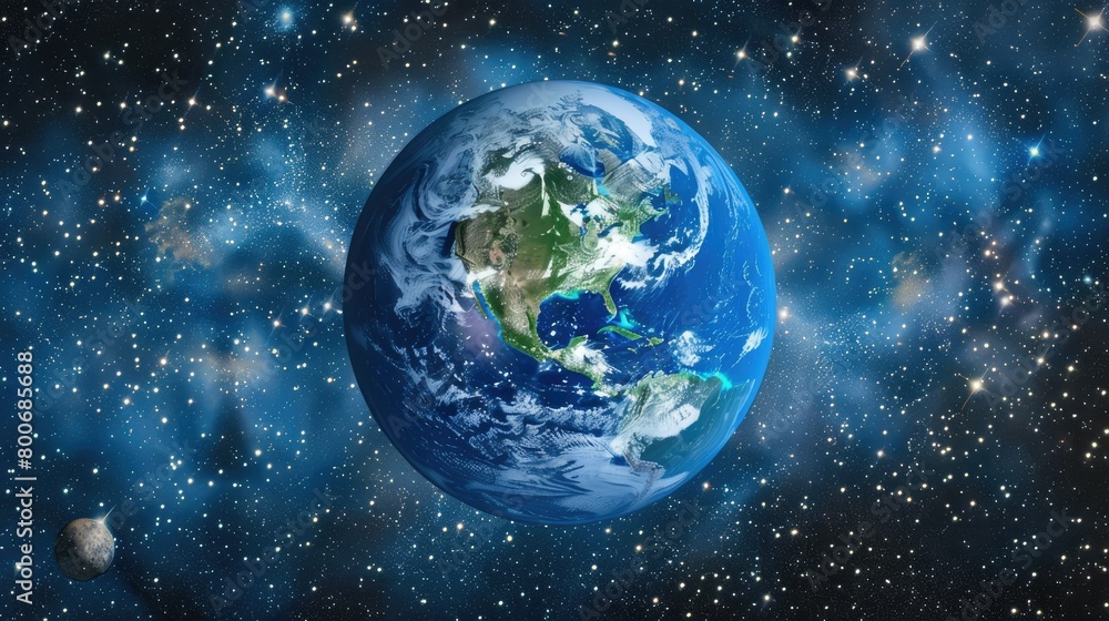 Obraz premium earth day concept, Planet Earth from Space with Nebula and Stars