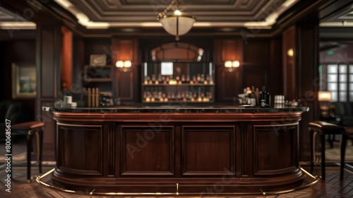 mahogany bar design, sleek wooden elegance, refined desk ambiance