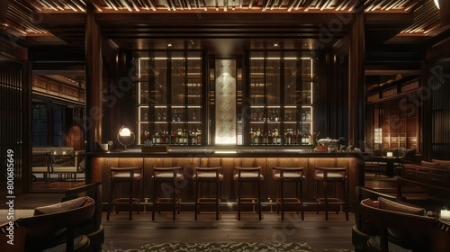 mahogany bar design in a sleek wooden elegance and refined ambiance