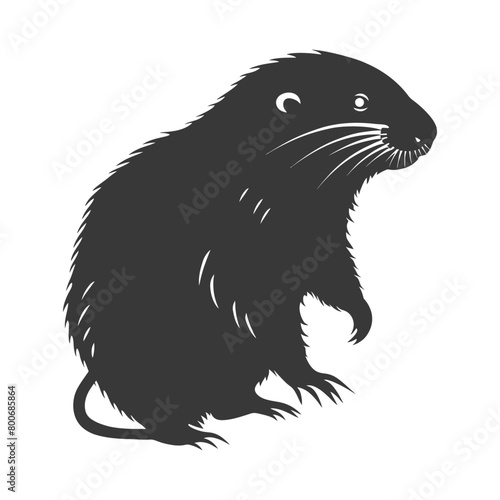Silhouette mole animal black color only full body 