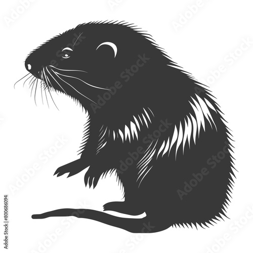Silhouette mole animal black color only full body 