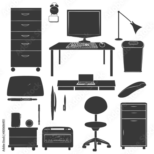 Silhouette office equipment black color only