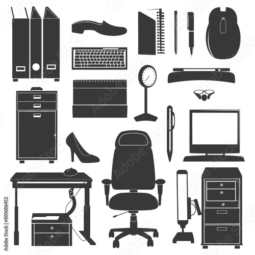 Silhouette office equipment black color only
