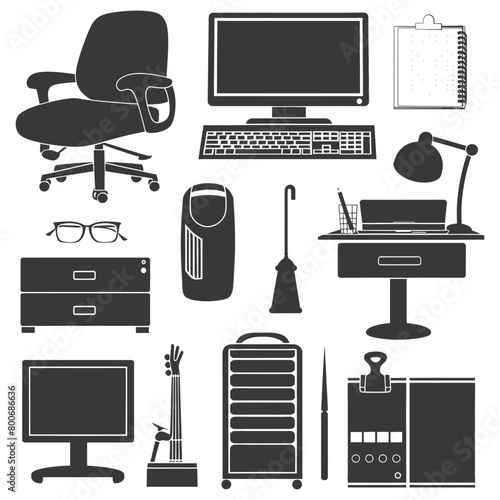 Silhouette office equipment black color only