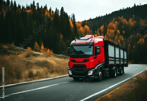 'truck fast van logistic forwarding supporter transport speed city objective route toll interstate lorry freight street country road time motion blur importation export industry' photo