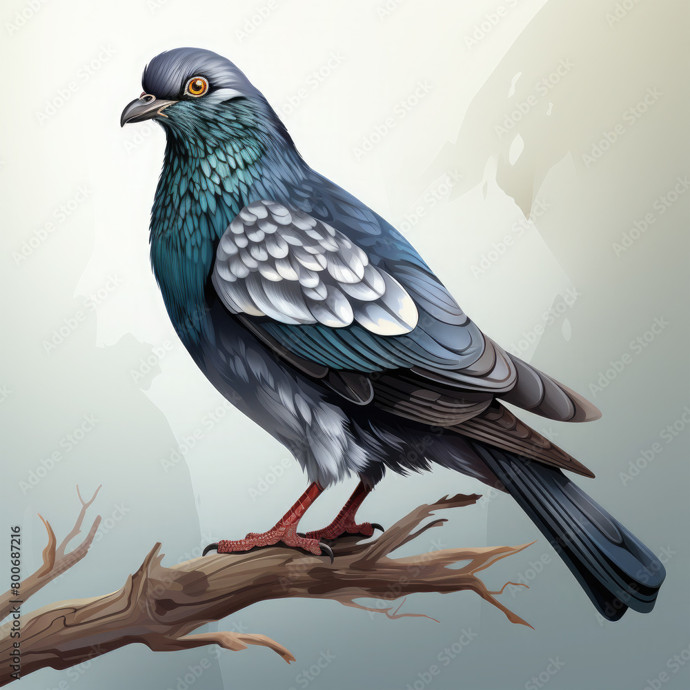 Fototapeta premium Watercolor Pigeon vector, clipart Illustration, Generative Ai