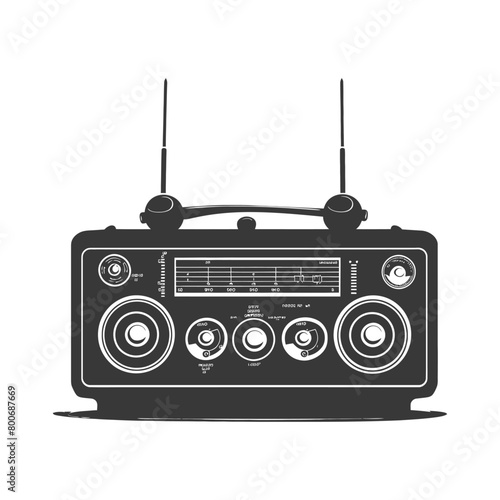 Silhouette old radio black color only full