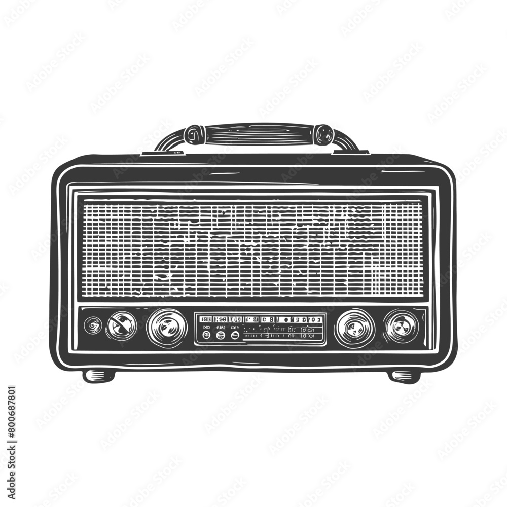 Silhouette old radio black color only full Silhouette old radio black color only full