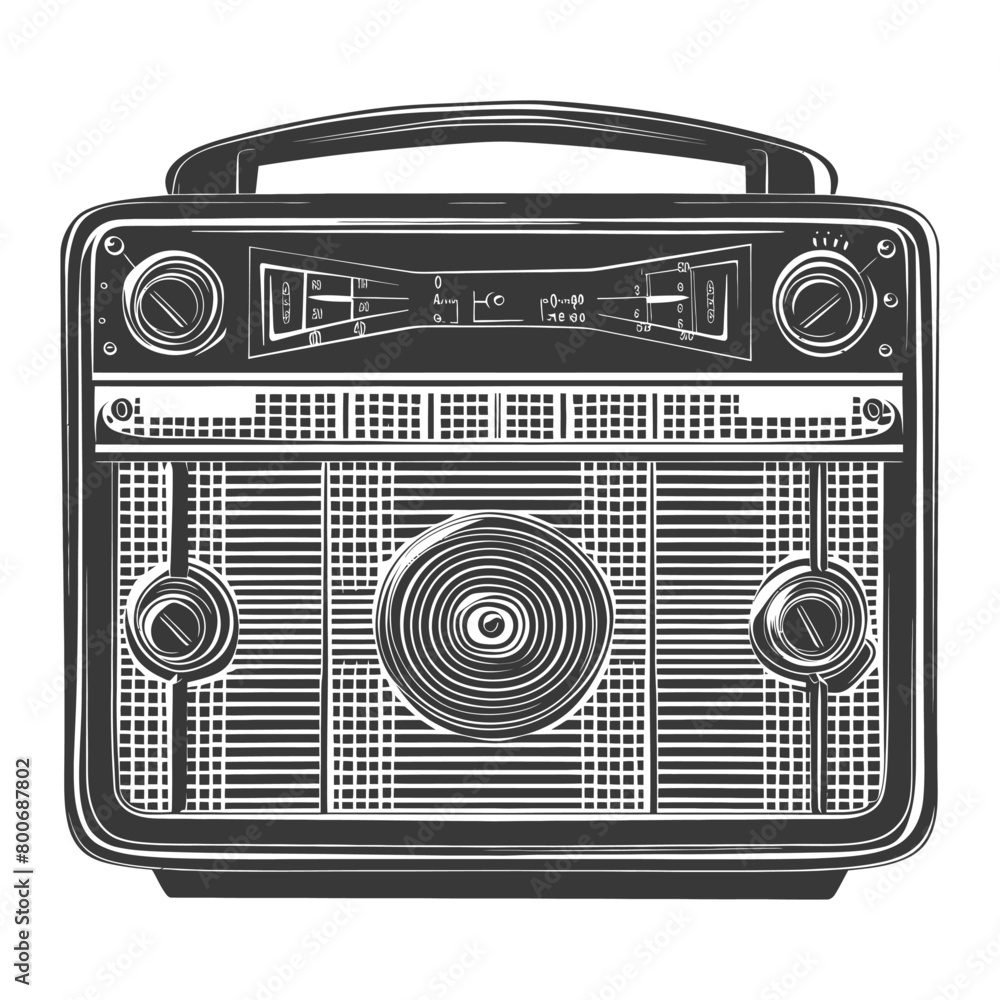 Silhouette old radio black color only full Silhouette old radio black color only full