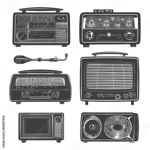 Silhouette old radio black color only full