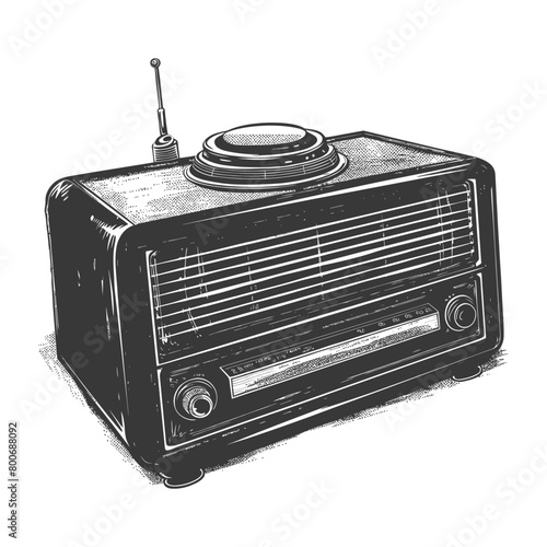 Silhouette old radio black color only full
