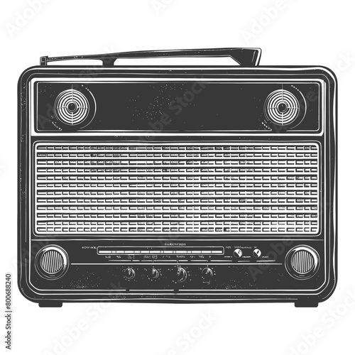 Silhouette old radio black color only full