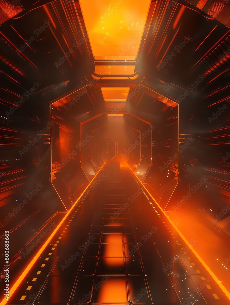 space spacecraft with interior orange light space spacecraft with interior orange light