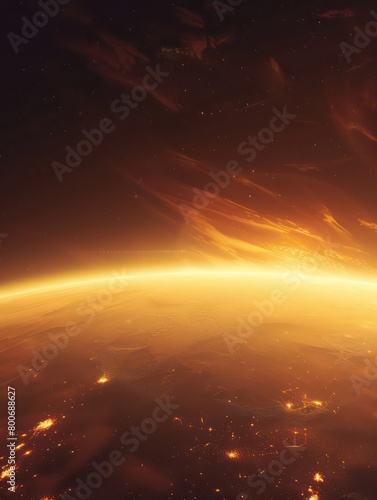 space spacecraft with interior orange light 