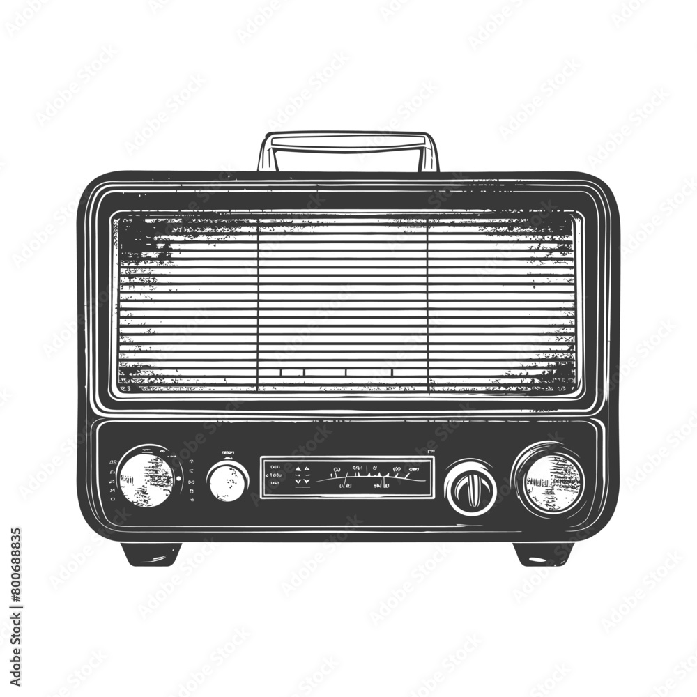 Silhouette old radio black color only full Silhouette old radio black color only full
