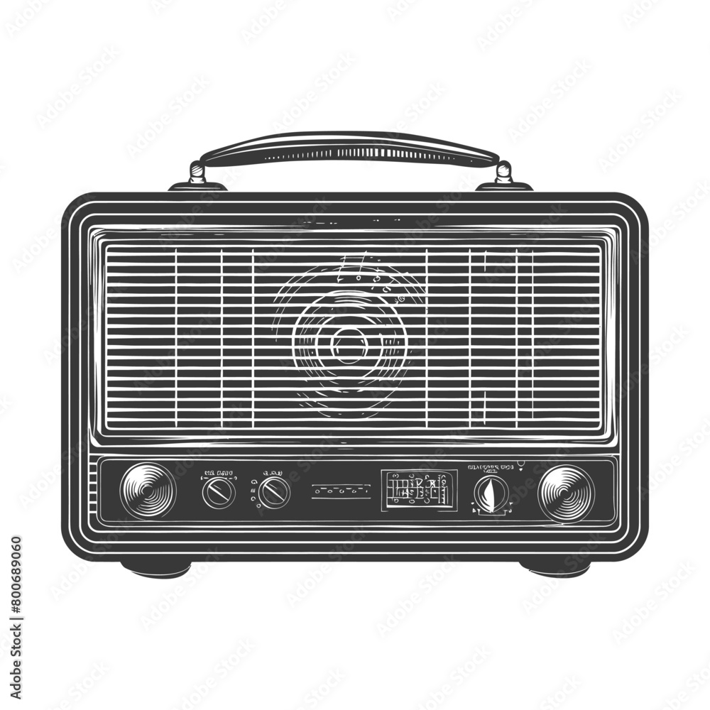 Silhouette old radio black color only full Silhouette old radio black color only full